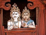 Kathmandu Durbar Square 05 03 Shiva and Parvati Look Out From Window Of Shiva-Parvati Temple